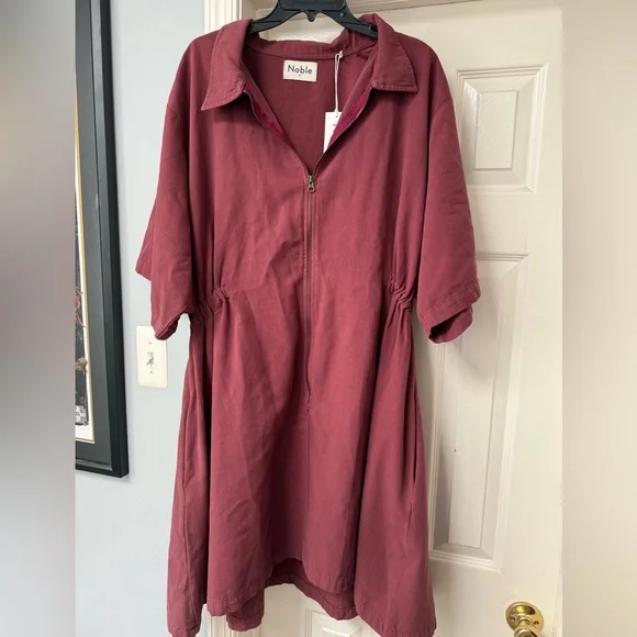 Noble Utility Zip-Up Dress in Bordeaux, 2X NWT - Picture 2 of 6